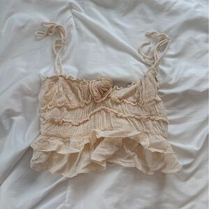 Zara Cream Ruffled Tank Top